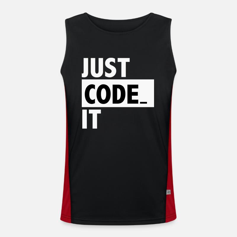 just code it - Men's Functional Contrast Tank Top  - black/red