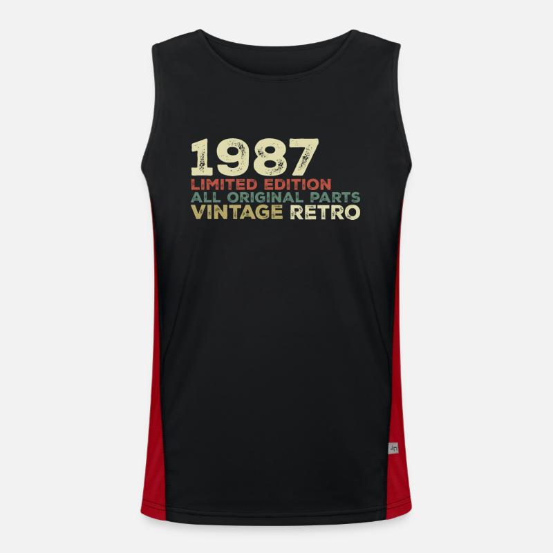 1987 Born Vintage 1987 Retro Geburtstagsgeschenk Funktionelles Kontrast-Tank Top für Männer 