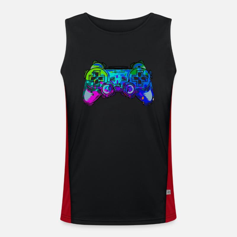 Game Controller Splash Gaming - Men's Functional Contrast Tank Top  - black/red