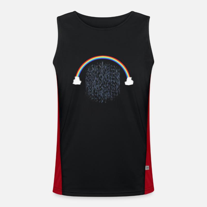 Rainbow with Rain Drops Pattern Men's Functional Contrast Tank Top 