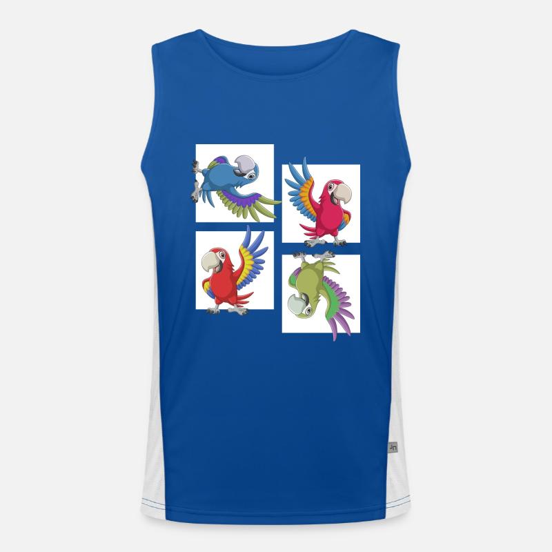talking parrot shows colorful plumage Men's Functional Contrast Tank Top 