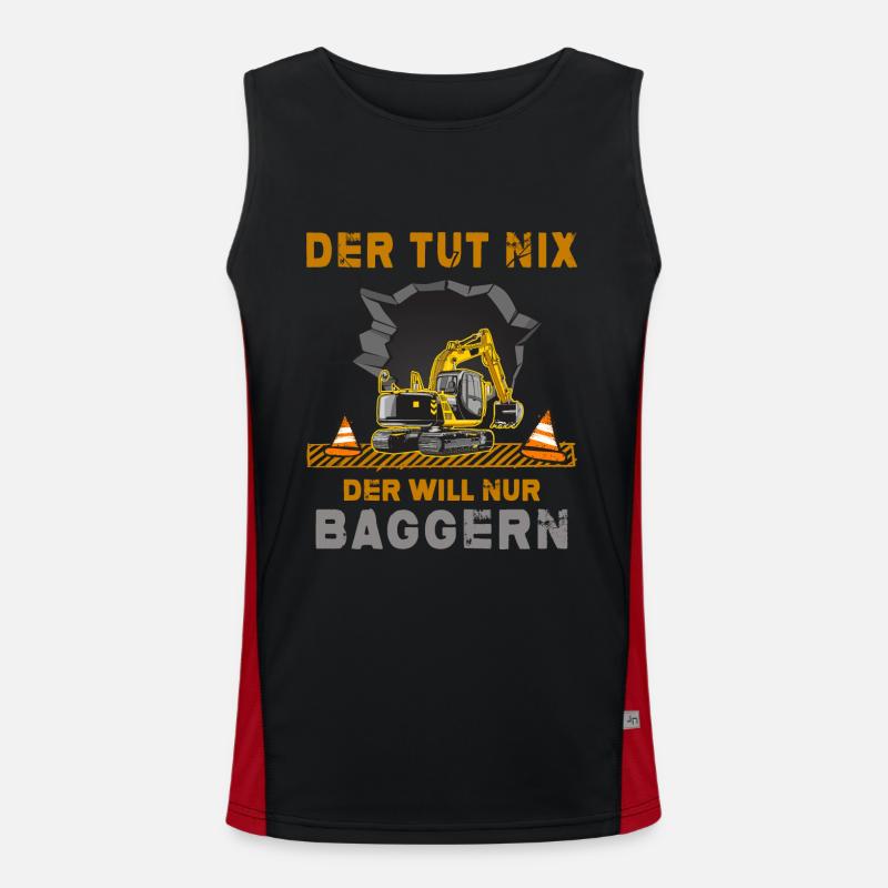 Bagger Baggerfahrer will baggern Baggerschaufel Funktionelles Kontrast-Tank Top für Männer 