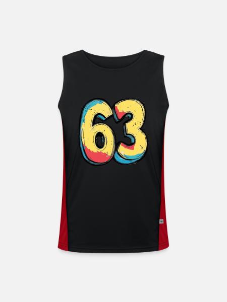 63 Number Comic - Men's Functional Contrast Tank Top  - black/red