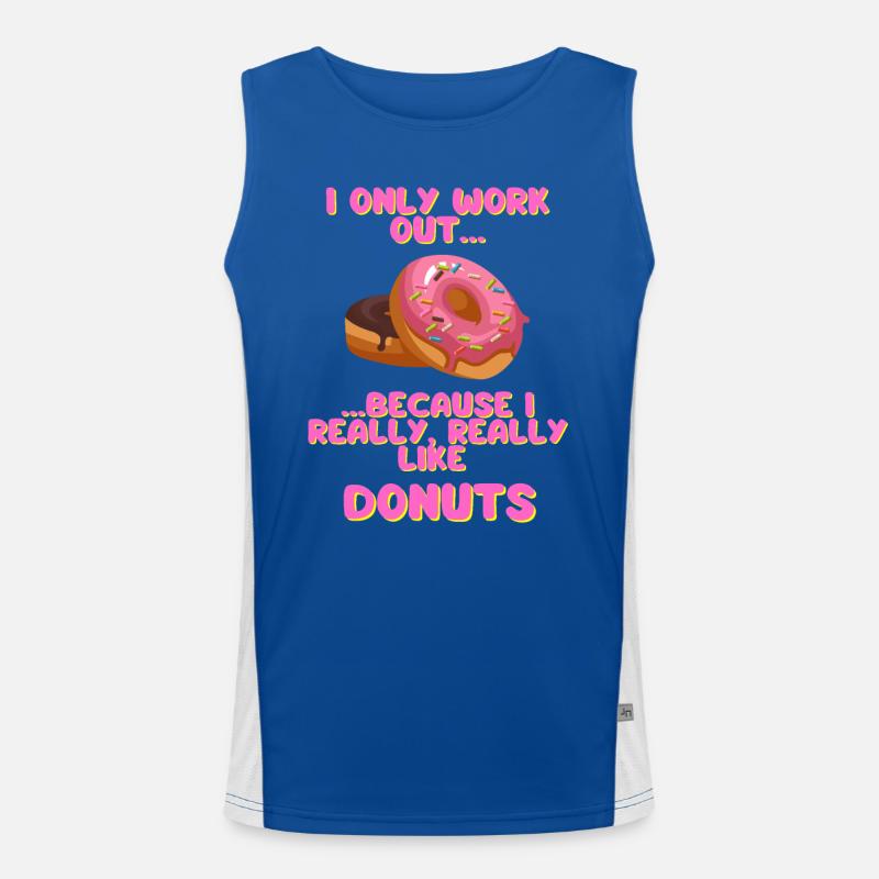 I only work out because I really like Donuts Funktionelles Kontrast-Tank Top für Männer 