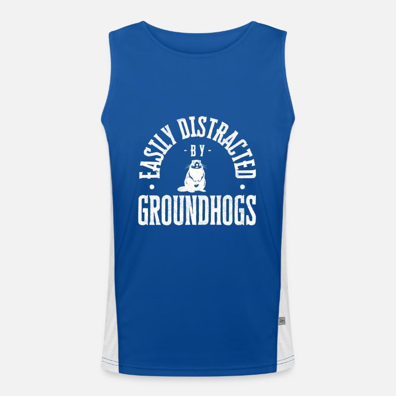 Easily distracted by groundhogs Funktionelles Kontrast-Tank Top für Männer 
