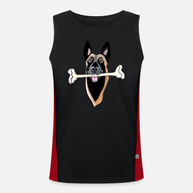Kopf von Malinois mit Knochen Funktionelles Kontrast-Tank Top für Männer 