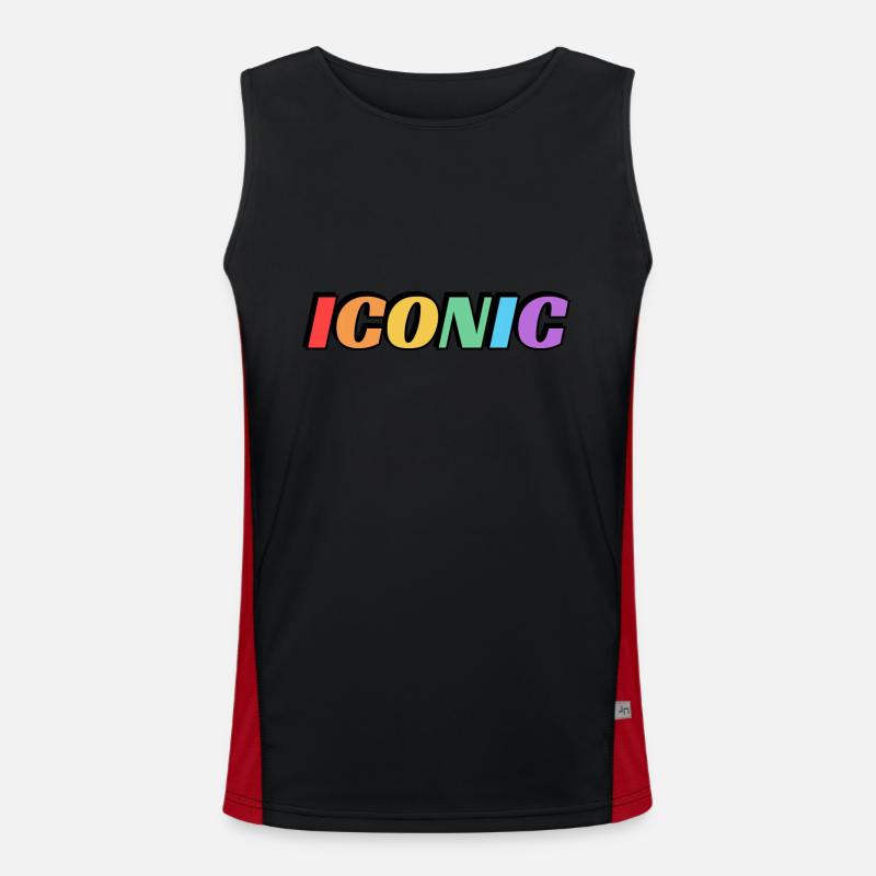 Ikonisch - Regenbogen Text LGBT Pride Funktionelles Kontrast-Tank Top für Männer 