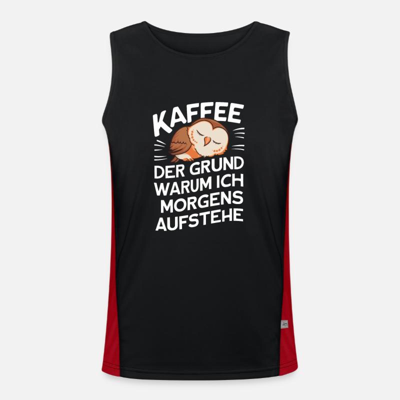 Nachteule Eule Eulen Vogel - Funktionelles Kontrast-Tank Top für Männer - Schwarz/Rot