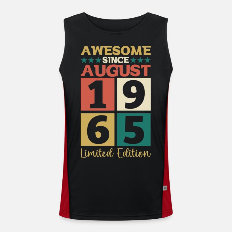 Awesome since August 1965 57. Geburtstag Geschenk Funktionelles Kontrast-Tank Top für Männer 