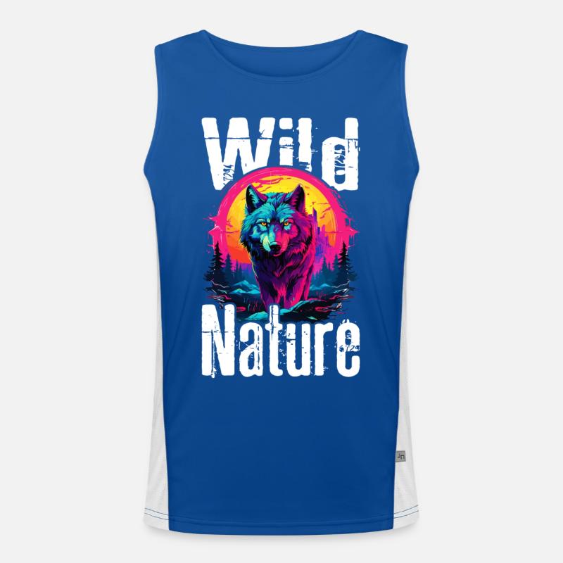 Wolf Wolf Head Wolves Wolf Pack Nature Neon Colorful Men's Functional Contrast Tank Top 