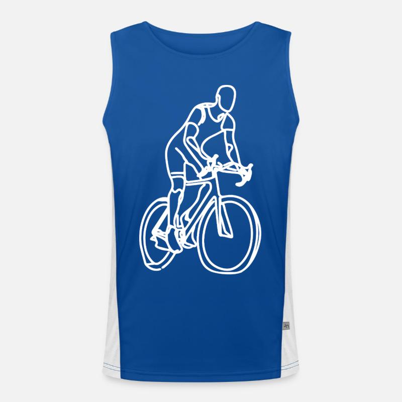 Cyclist Drawing Men's Functional Contrast Tank Top 