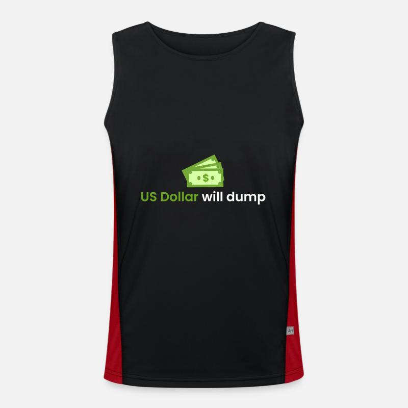 US dollar will collapse - Men's Functional Contrast Tank Top  - black/red