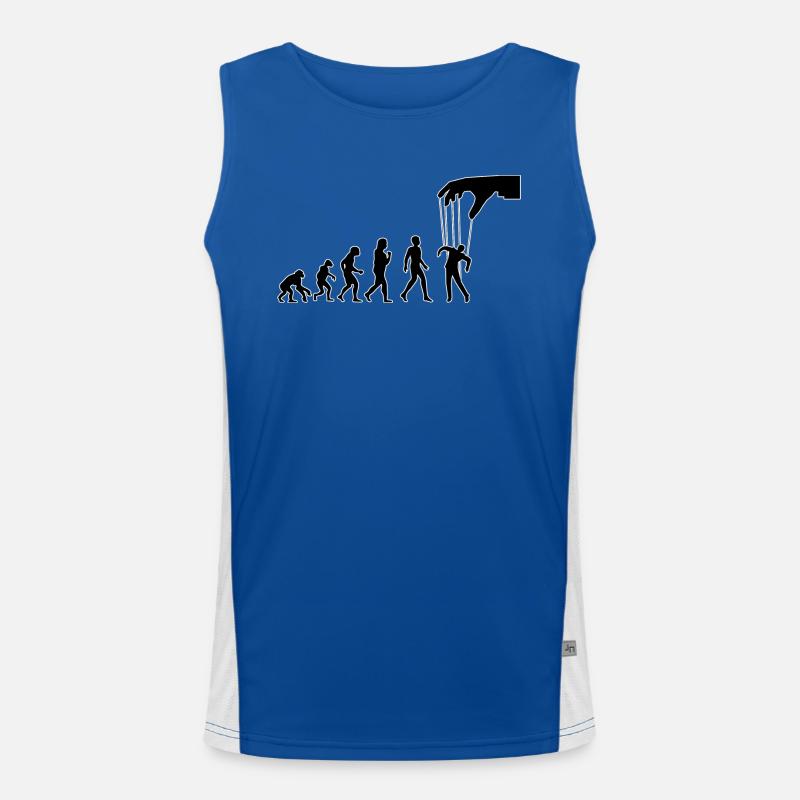 Evolution Menschheit - Marionette Funktionelles Kontrast-Tank Top für Männer 