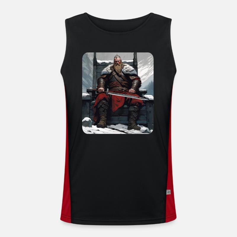 Fier guerrier viking germanique avec épée Débardeur respirant contrasté Homme 