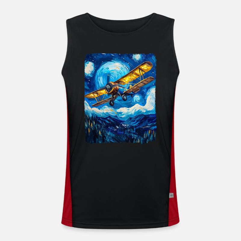 Luftfahrtpilot Vintage Flugzeug Funktionelles Kontrast-Tank Top für Männer 