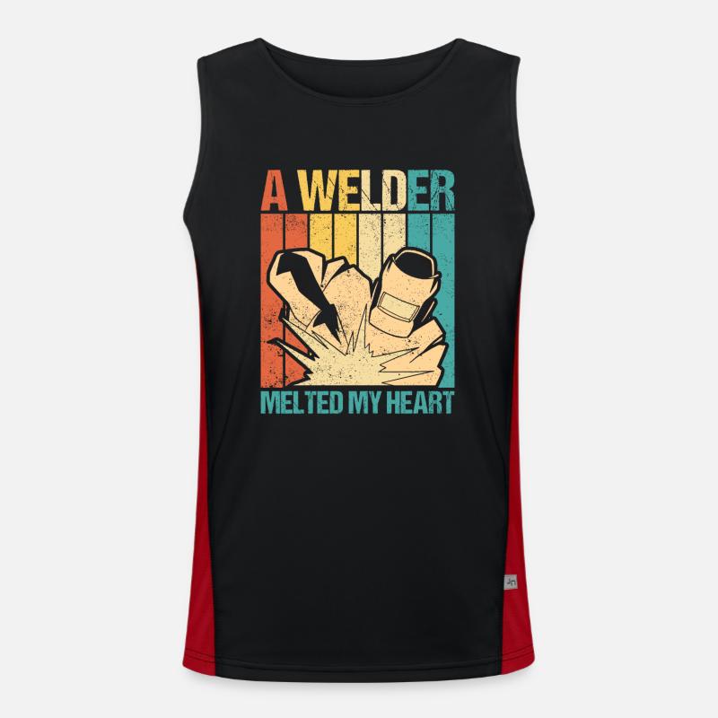 Welder Melted My Heart Welding Gift Men's Functional Contrast Tank Top 