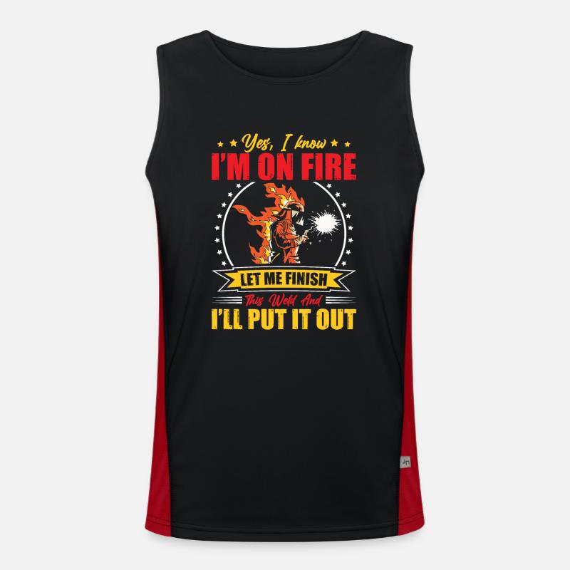On Fire Finish Weld Schweißen Geschenk Beruf Funktionelles Kontrast-Tank Top für Männer 