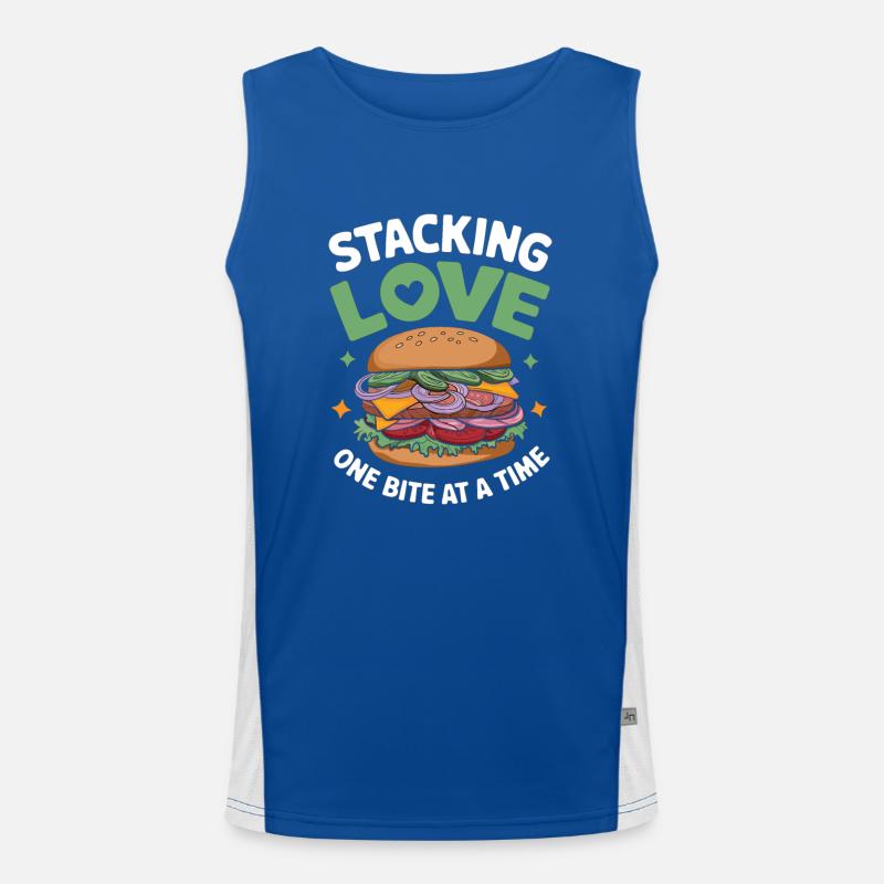 Sandwich Spruch - Stacking Love One Bite At A Time Funktionelles Kontrast-Tank Top für Männer 