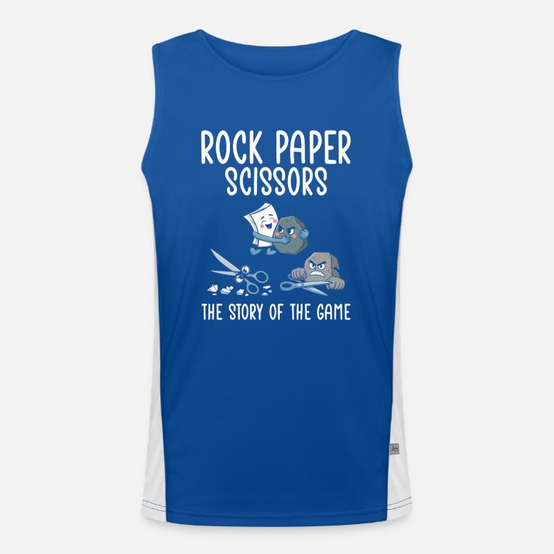 Schere Stein Papier Die Geschichte Des Spiels Funktionelles Kontrast-Tank Top für Männer 