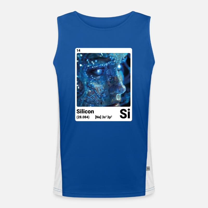 Periodic table element silicon (Si) 014 Men's Functional Contrast Tank Top 