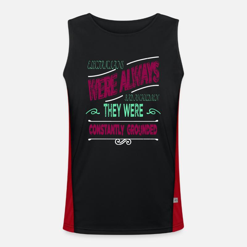 electricians gift caution statement devices Men's Functional Contrast Tank Top 