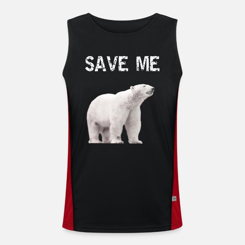 Save me Polar Bear Climate Protest Climate Change Rescue Men's Functional Contrast Tank Top 