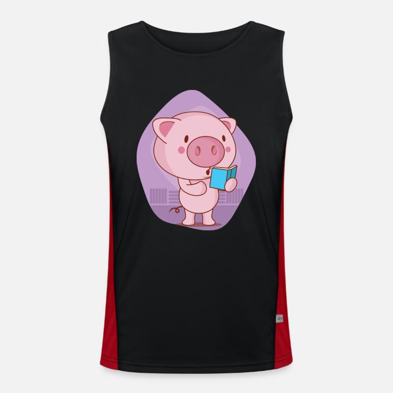 oink oink Lesezeit Funktionelles Kontrast-Tank Top für Männer 