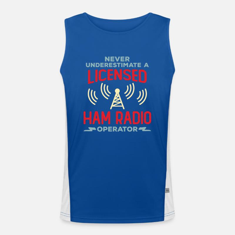 Never Underestimate a Licensed Ham Radio Operator Men's Functional Contrast Tank Top 