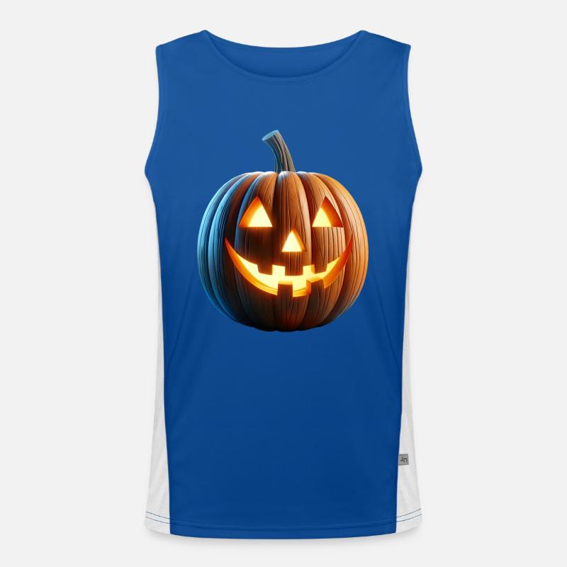 Jack o Lantern Pumpkin Men's Functional Contrast Tank Top 