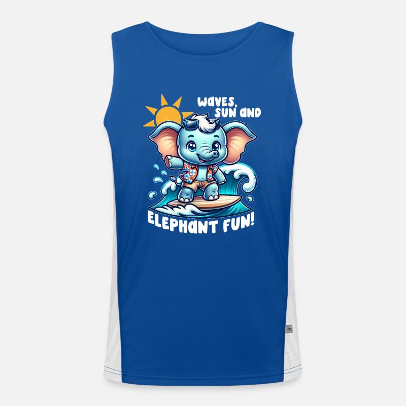 Elefanten-Surfer Funktionelles Kontrast-Tank Top für Männer 