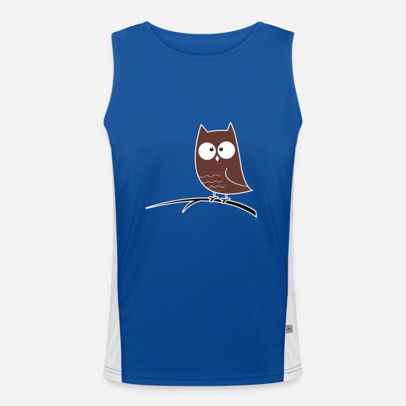Schielende Eule Geschenk Idee Funktionelles Kontrast-Tank Top für Männer 