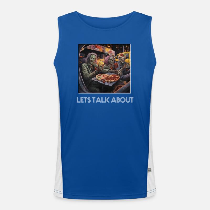 Lets talk zombie Funktionelles Kontrast-Tank Top für Männer 