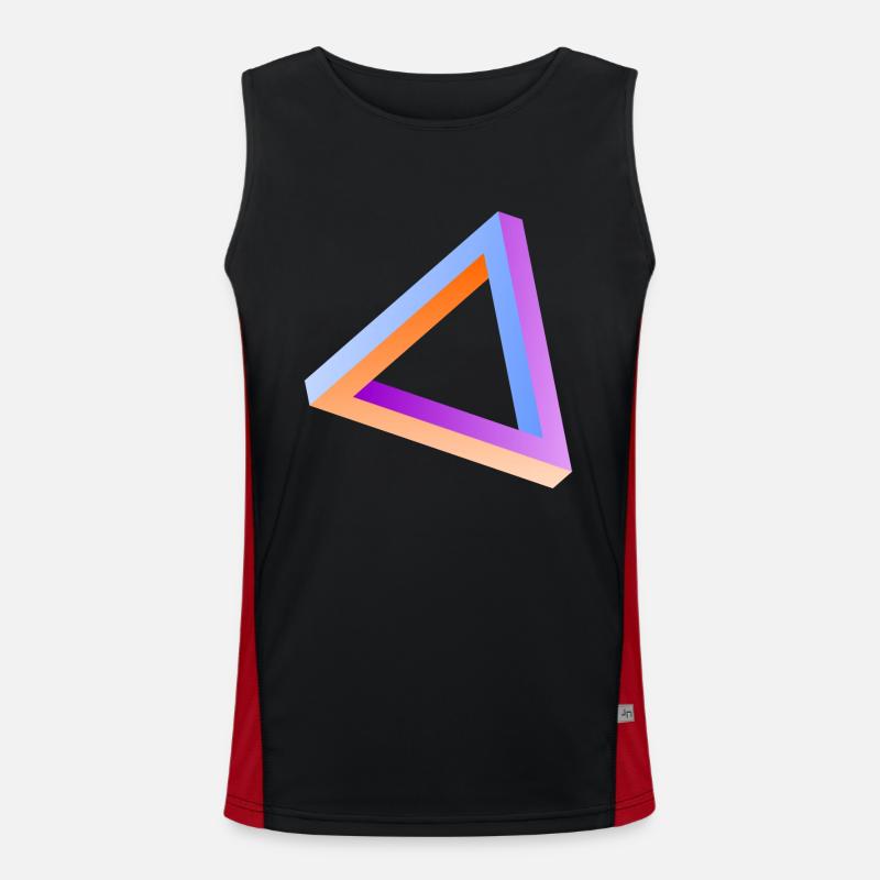 Impossible triangle optical illusion - Men's Functional Contrast Tank Top  - black/red