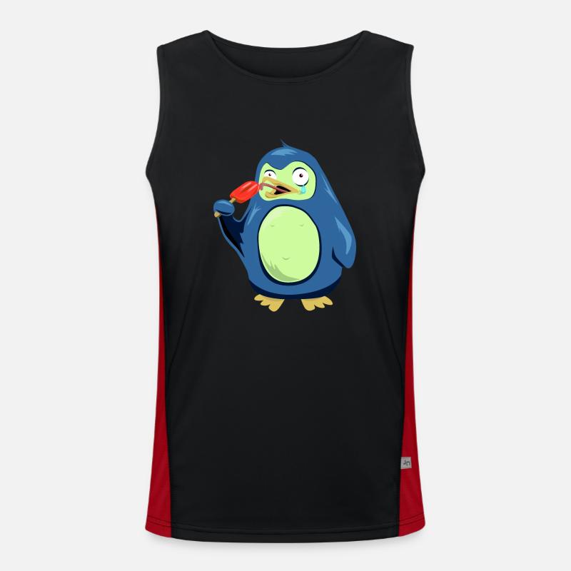Frozen Pinguin isst Eis Funktionelles Kontrast-Tank Top für Männer 