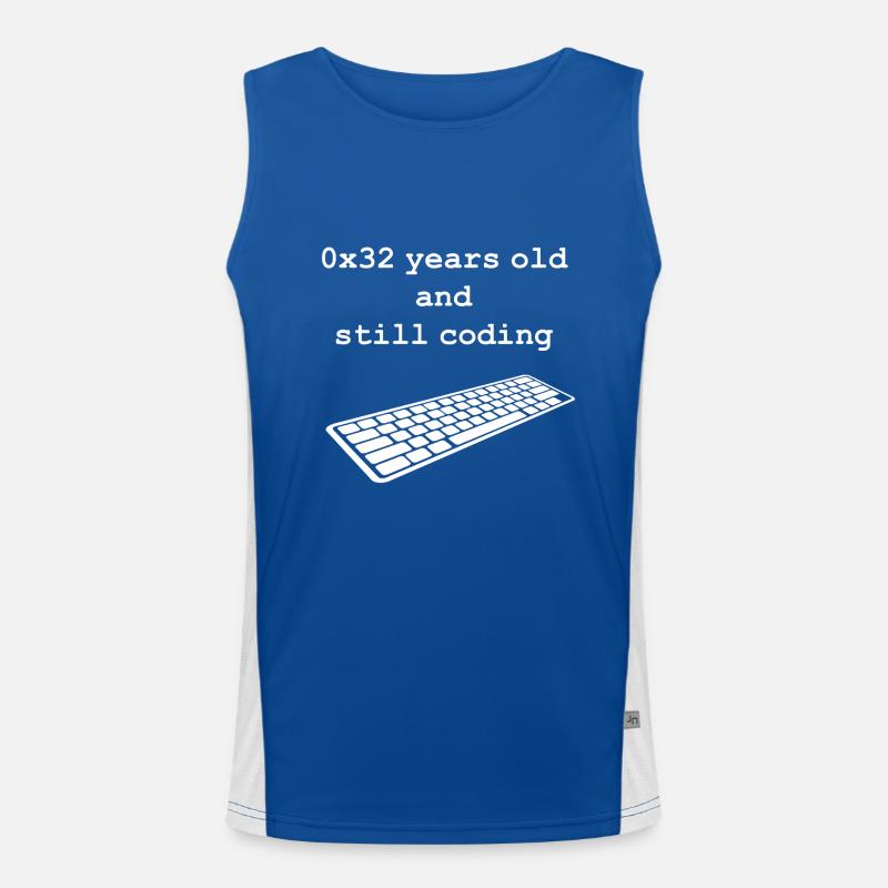 50th birthday: 0x32 years old and still coding Men's Functional Contrast Tank Top 