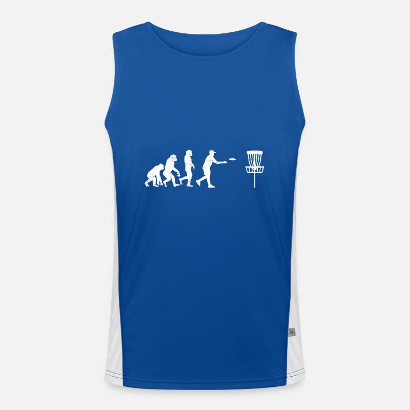 Discgolf Entwicklung Evolution sport sportart Funktionelles Kontrast-Tank Top für Männer 