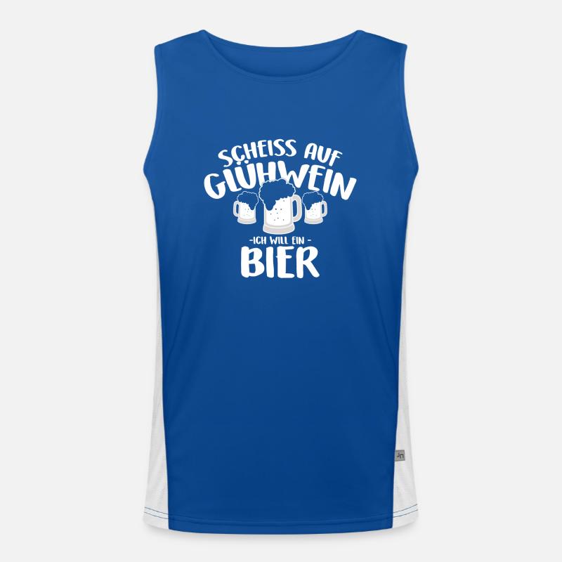 Scheiss auf Glühwein Ich will ein Bier Weihnachten Funktionelles Kontrast-Tank Top für Männer 