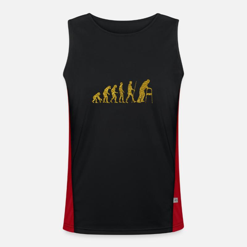 Evolution Alter Mann Golden Glitter Effekt Funktionelles Kontrast-Tank Top für Männer 