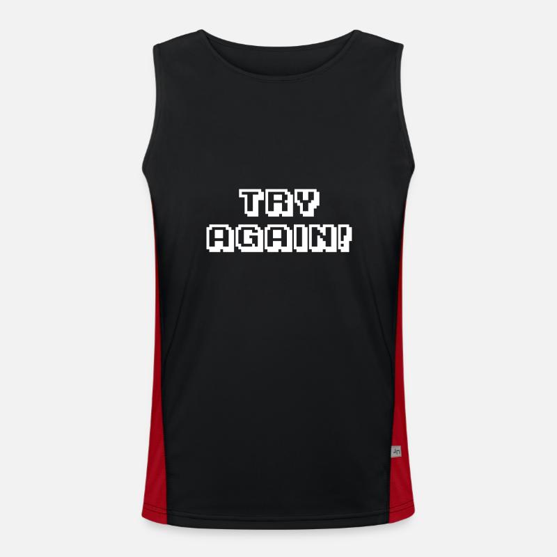 Arcade Try Again knows - Men's Functional Contrast Tank Top  - black/red