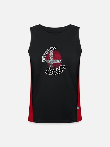 Geschenk Its in my dna dns roots Daenemark - Funktionelles Kontrast-Tank Top für Männer  - Schwarz/Rot - Vorne