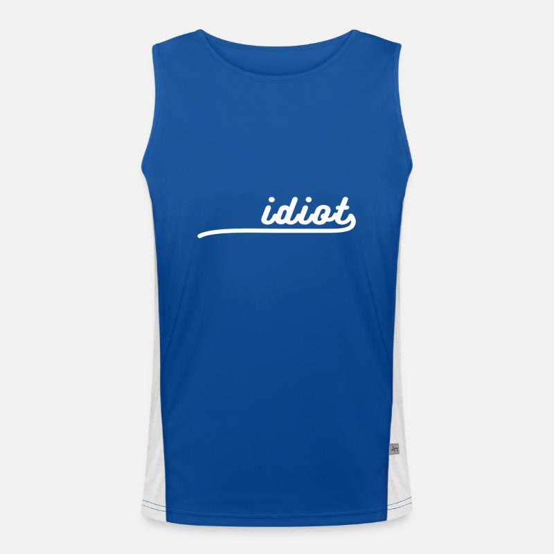 Idiot Logo Funny saying bachelor party Men's Functional Contrast Tank Top 
