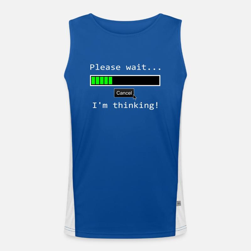 PLEASE WAIT IM THINKING Geschenkidee Motiv Design Funktionelles Kontrast-Tank Top für Männer 