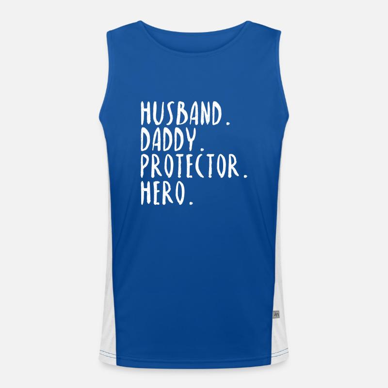 Husband Daddy Protector Hero Spruch Geschenk Idee Funktionelles Kontrast-Tank Top für Männer 