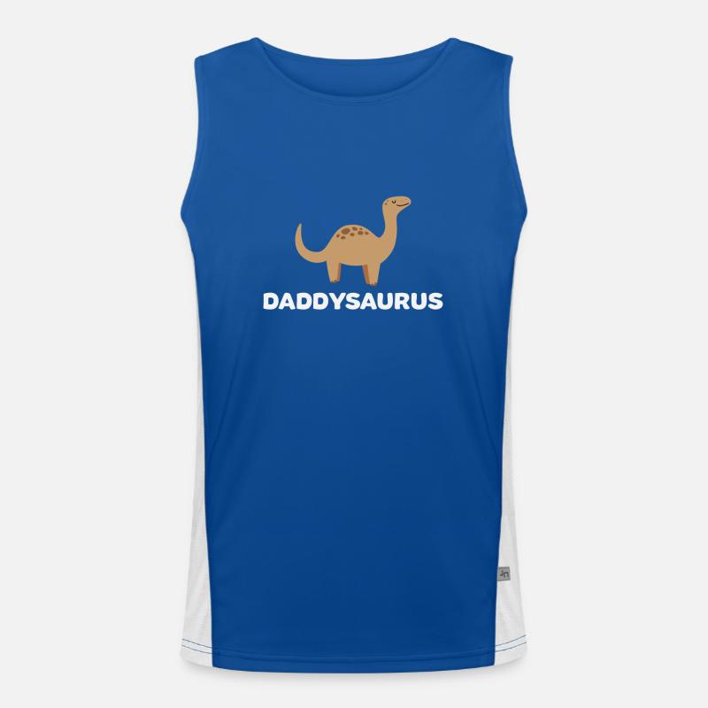 Daddysaurus Funny Dinosaur Daddy Gift Men's Functional Contrast Tank Top 
