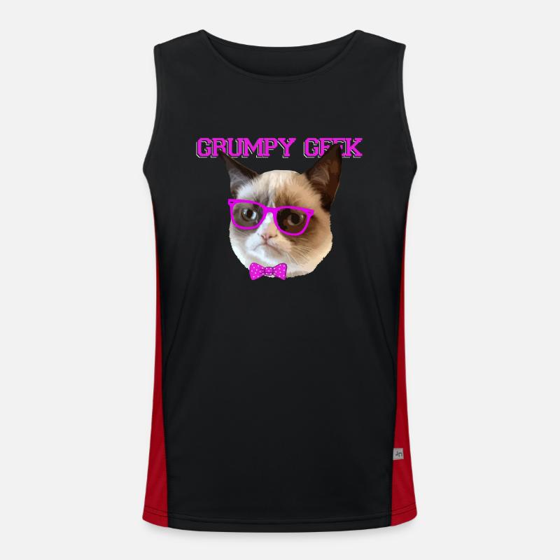 Cute Grumpy Geek Cat Gift Funktionelles Kontrast-Tank Top für Männer 
