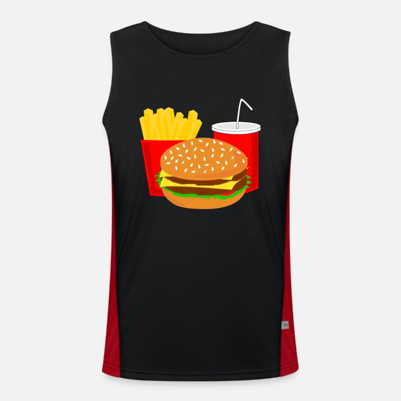 Burger Menu Fast Food Cola Gift Gift Idea - Men's Functional Contrast Tank Top - black/red