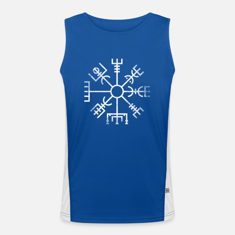 Isländische Runen Geschenk Kompass Zeichen Funktionelles Kontrast-Tank Top für Männer 