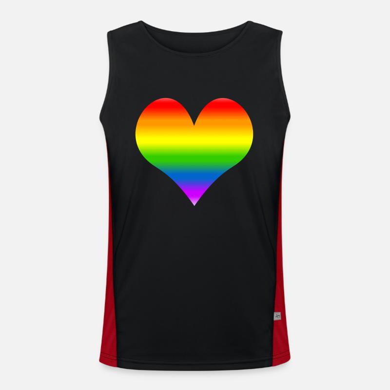 Regenbogenherz Funktionelles Kontrast-Tank Top für Männer 
