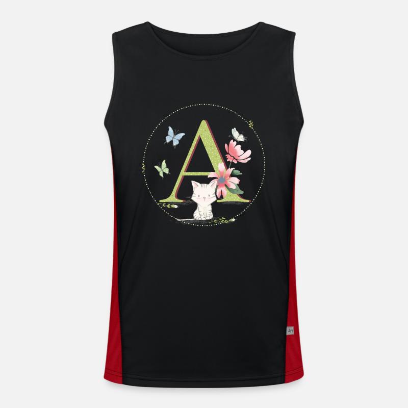 Initial letter A with cat Men's Functional Contrast Tank Top 