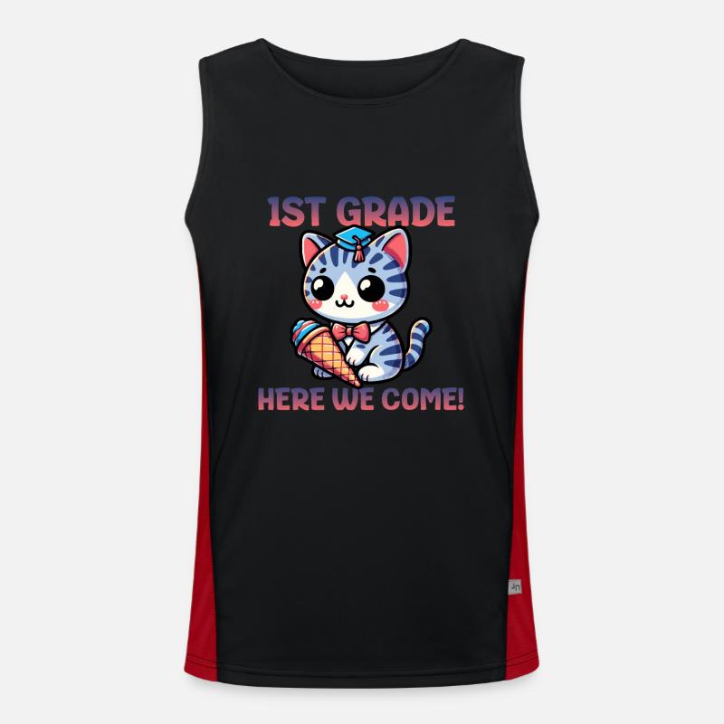 1st Grade Here We Come - Men's Functional Contrast Tank Top - black/red